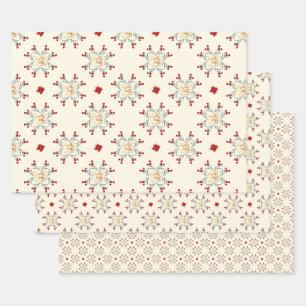 Vintage Floral Star Christmas Gift Wrap