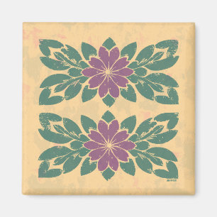 Vintage Floral Stencil Design Magnet