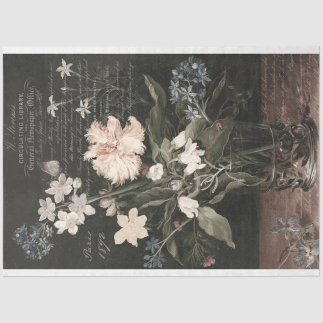Vintage Floral Still Life Decoupage Tissue Paper (Front)