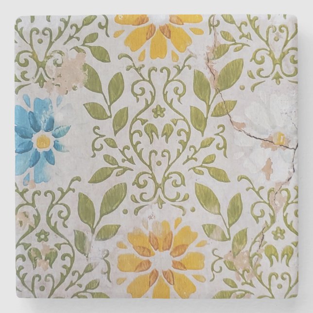 Vintage Floral Stone Coaster (Front)