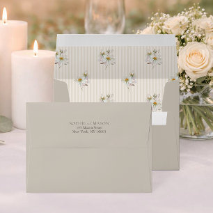 Vintage Floral Stripe Wedding Envelope