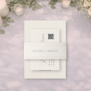 Vintage Floral Stripe Wedding Invitation Belly Band