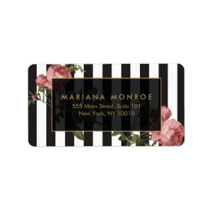 Vintage Floral Striped Address Label