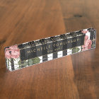 Vintage Floral Striped Desk Nameplate