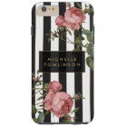 Vintage Floral Striped Personalised iPhone Case