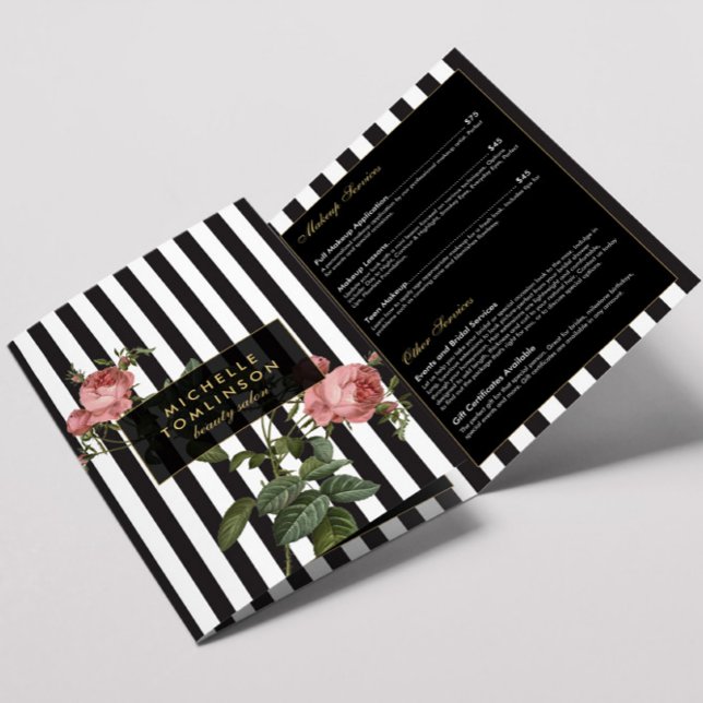 Vintage Floral Striped Salon Brochure (Creator Uploaded)