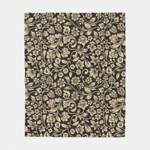 Vintage floral, stylised grey background fleece blanket