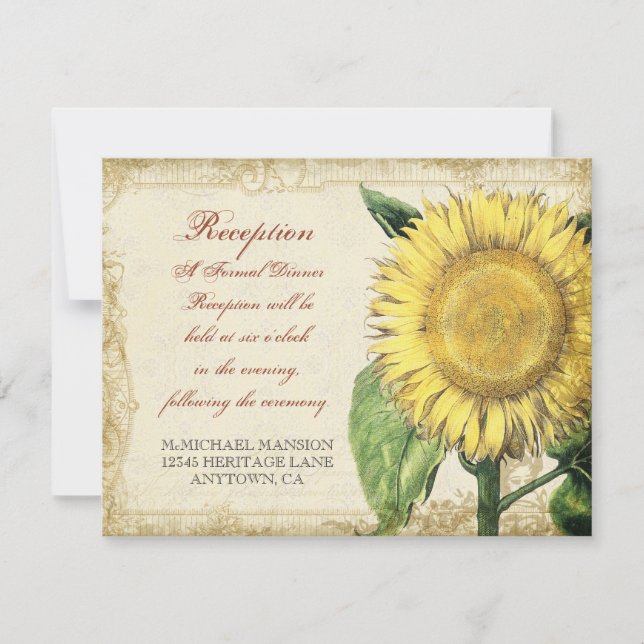 Vintage Floral Sunflowers - Autumn Fall Wedding Invitation (Front)