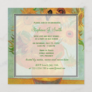 Vintage floral sunflowers bridal shower invitation