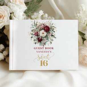 Vintage Floral Sweet Sixteen Guest Book