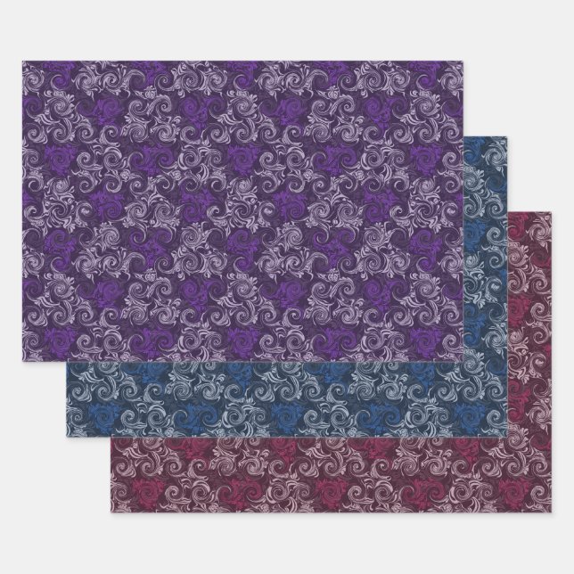 Vintage Floral Swirl Collection Wrapping Paper Sheet (Set)