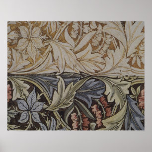 Vintage Floral Tapestry Antique Fabric Pattern Poster