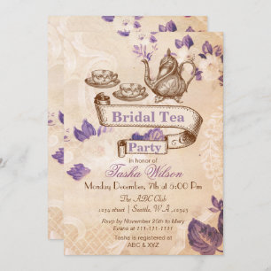vintage floral tea party Bridal Shower Invites