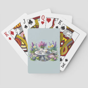Vintage Floral Tea Party in Garden Playing Cards