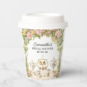 Vintage Floral Tea Party Themed Bridal Shower Paper Cups