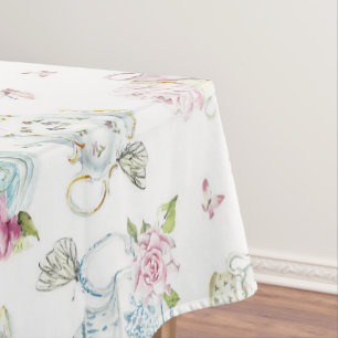 Vintage Floral Tea Party Victorian Watercolor Patt Tablecloth