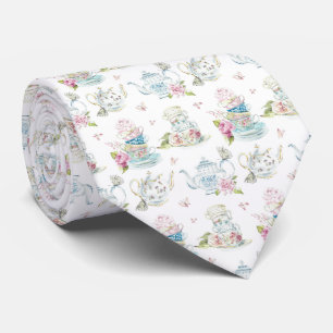 Vintage Floral Tea Party Victorian Watercolor Patt Tie