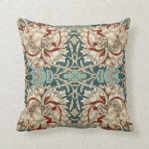 Vintage Floral Teal Orange Stylish Pattern Cushion