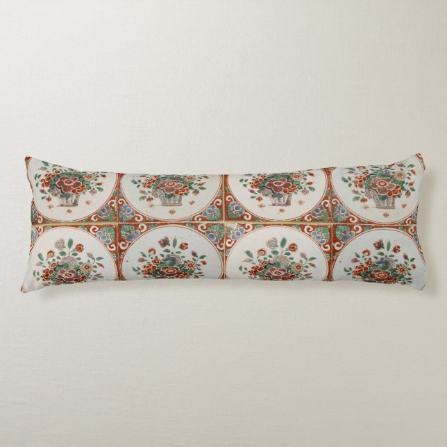 Vintage Floral Terracotta Tiles Pattern  Body Cushion (Front)