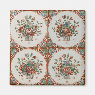 Vintage Floral Terracotta Tiles Pattern Magnet