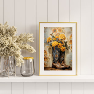 Vintage Floral Texture Cowboy Boots Decoupage Tissue Paper