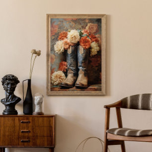 Vintage Floral Texture Cowboy Boots Decoupage  Tissue Paper