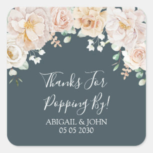 Vintage Floral Thanks for Popping By Wedding Tag