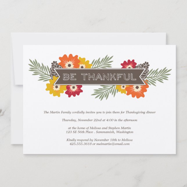 Vintage Floral Thanksgiving Invitation (Front)