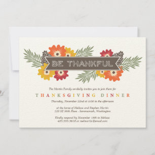 Vintage Floral Thanksgiving Invitation