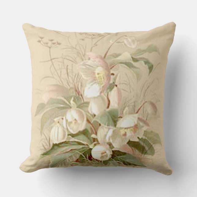 Vintage Floral Throw Pillow (Front)