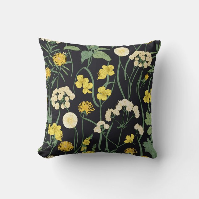Vintage Floral Throw Pillow (Front)