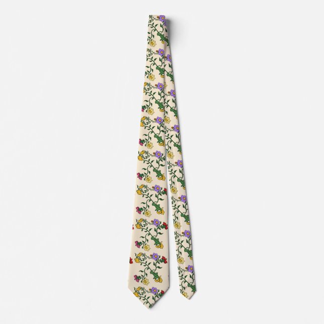 Vintage Floral Tie | Elegant Botanical Pattern (Front)