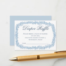 Vintage Floral Toile Frame Blue Diaper Raffle