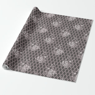Vintage Floral Toile Wrapping Paper in Charcoal Gr