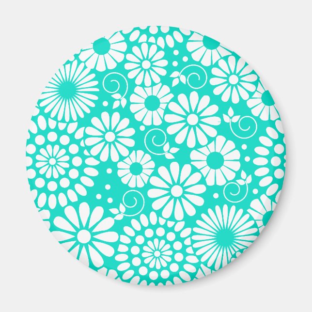Vintage floral turquoise magnet (Front)