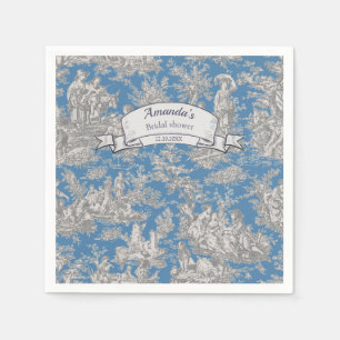 Vintage floral turquoise toile de jouy shower napkin