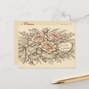 Vintage Floral Valentine's Day Postcard