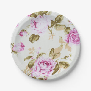 Vintage,floral,victorian,lavender,white,shabby Paper Plate