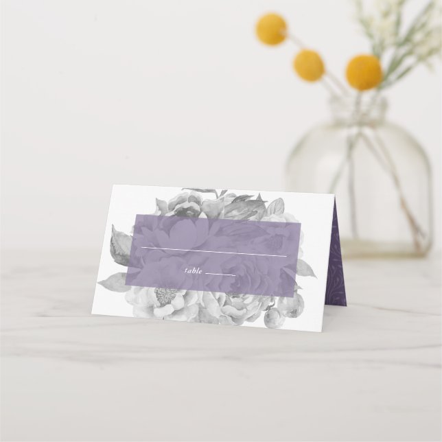 Vintage Floral Violet Place Card (Front)