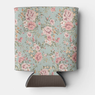 Vintage Floral Wallpaper Can Cooler