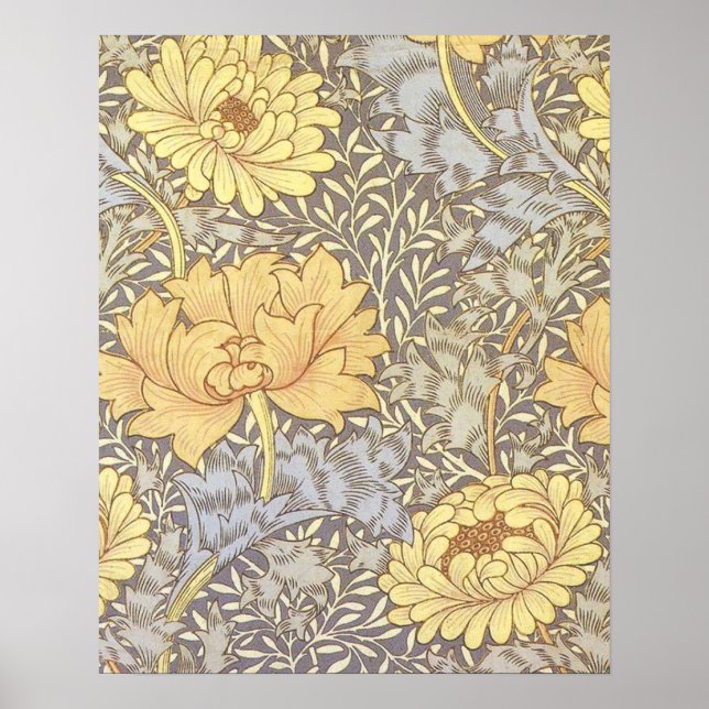 Vintage Floral Wallpaper Chrysanthemums Poster (Front)