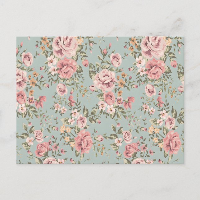 Vintage Floral Wallpaper  Postcard (Front)