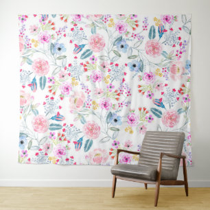 Vintage floral Watercolor hand paint design Tapestry