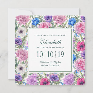 Vintage Floral Watercolor   Peony - Bridesmaid Invitation