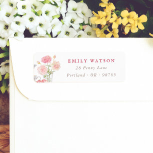 Vintage Floral Watercolor Pink Return Address