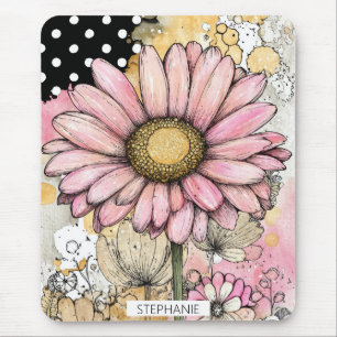 Vintage Floral Watercolor Polka Dot Art (5) Mouse Pad