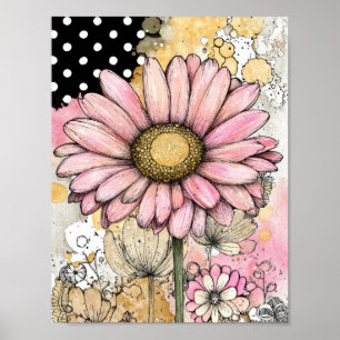 Vintage Floral Watercolor Polka Dot Art (5) Poster