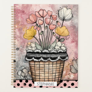 Vintage Floral Watercolor Polka Dot Art (7) Planner