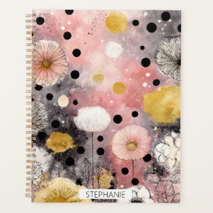 Vintage Floral Watercolor Polka Dot Art (8) Planner