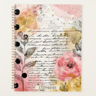 Vintage Floral Watercolor Script Polka Dot Art (5) Planner